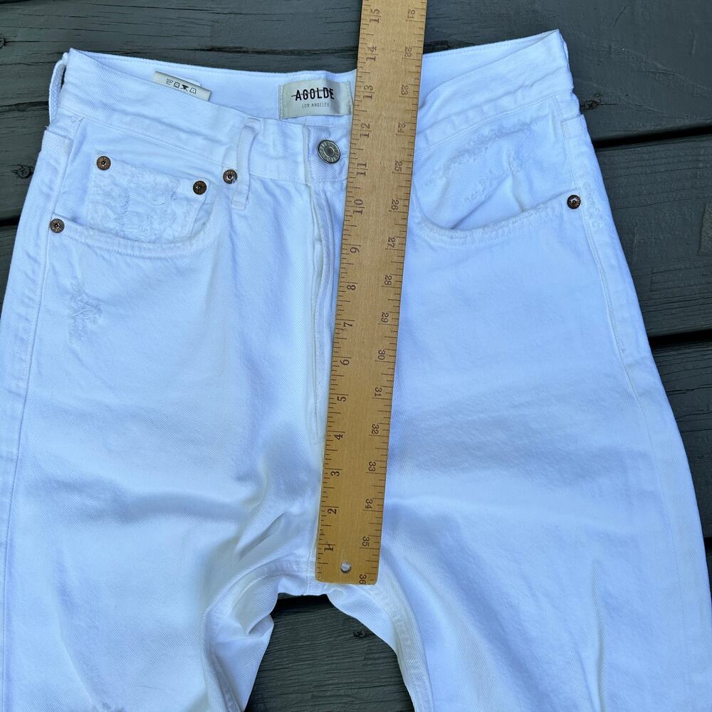 Agolde 90s Jean loose fit premium denim white Distressed Button Fly Size 25 - Picture 7 of 13
